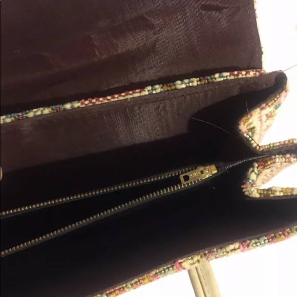 Vtg Tapestry  Handbag Vinyl Handles Lock Closure - Picture 4 of 4